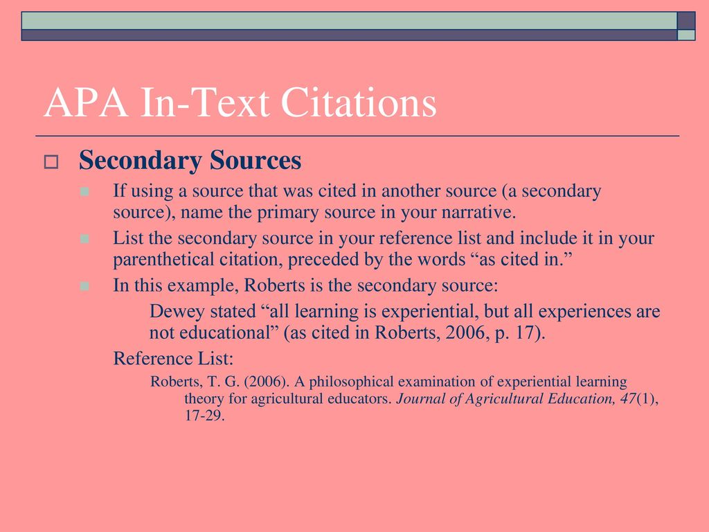 Citing secondary sources apa deals
